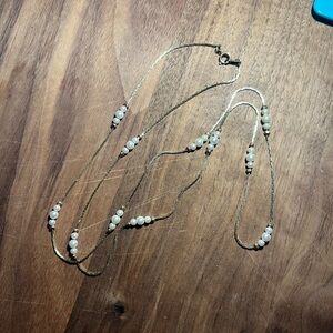 Vintage 1980’s Gold Plated White Bead Necklace